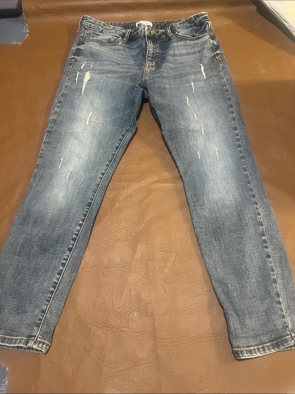 Womens Distressed Blue Jeans